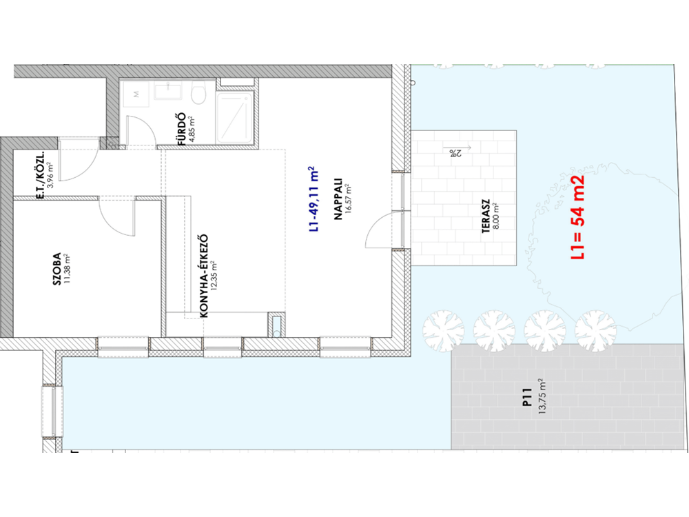 L1 eladó lakás alaprajz